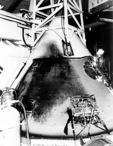 Apollo 1's Command Module a day after the fire - image