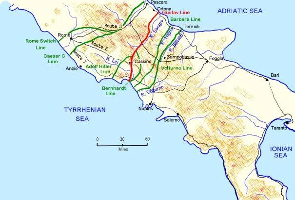 German-prepared defensive lines south of Rome