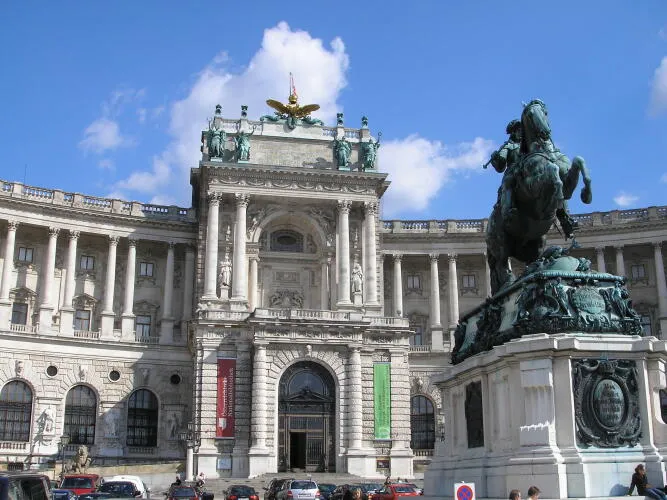 Austrian National Library entrance at Heldenplatz