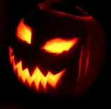 A jack-o'-lantern, one of the symbols of Halloween