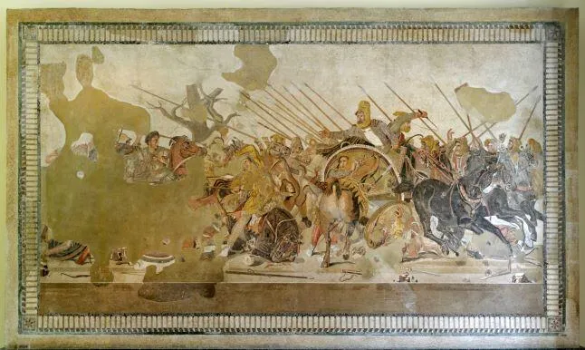 Alexander battling Darius at the Battle of Issus