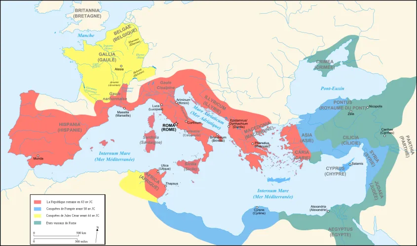 Map of the Ancient Rome at Caesar time