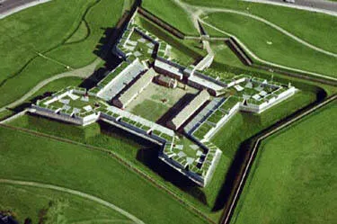 Aerial view of the reconstructed Fort Stanwix