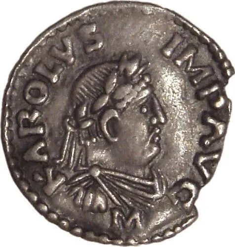 Obverse of a Charlemagne denier