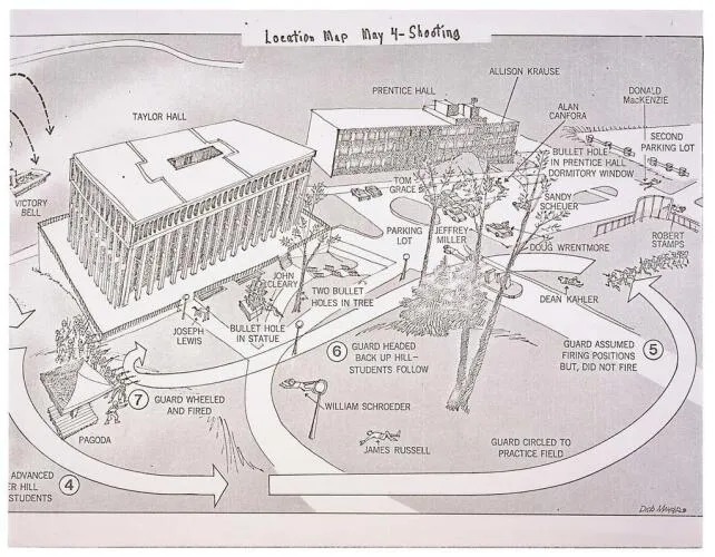 Map of Shootings at Kent State University in 1970 - image