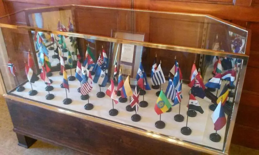 Gold Room Bretton Woods Participating Nations Display Case - Bretton Woods Conference